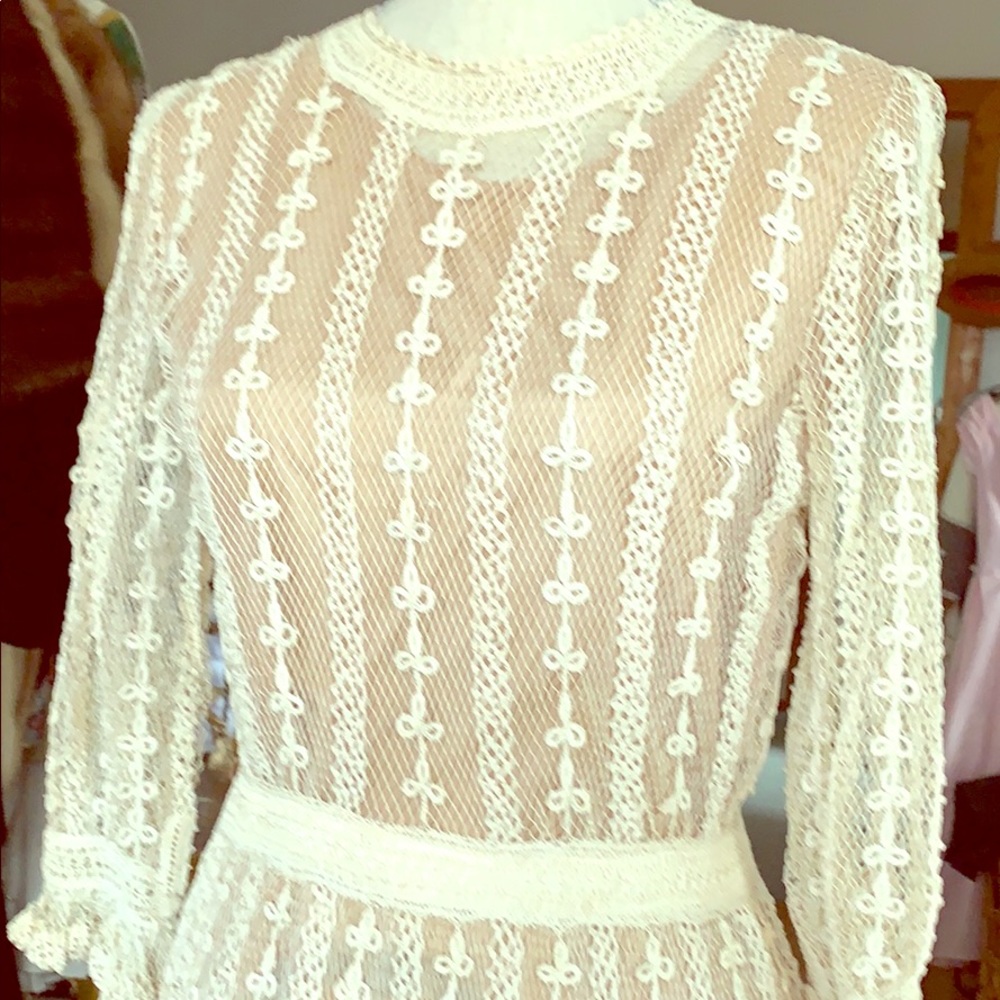 100% cotton crocheted full length dress